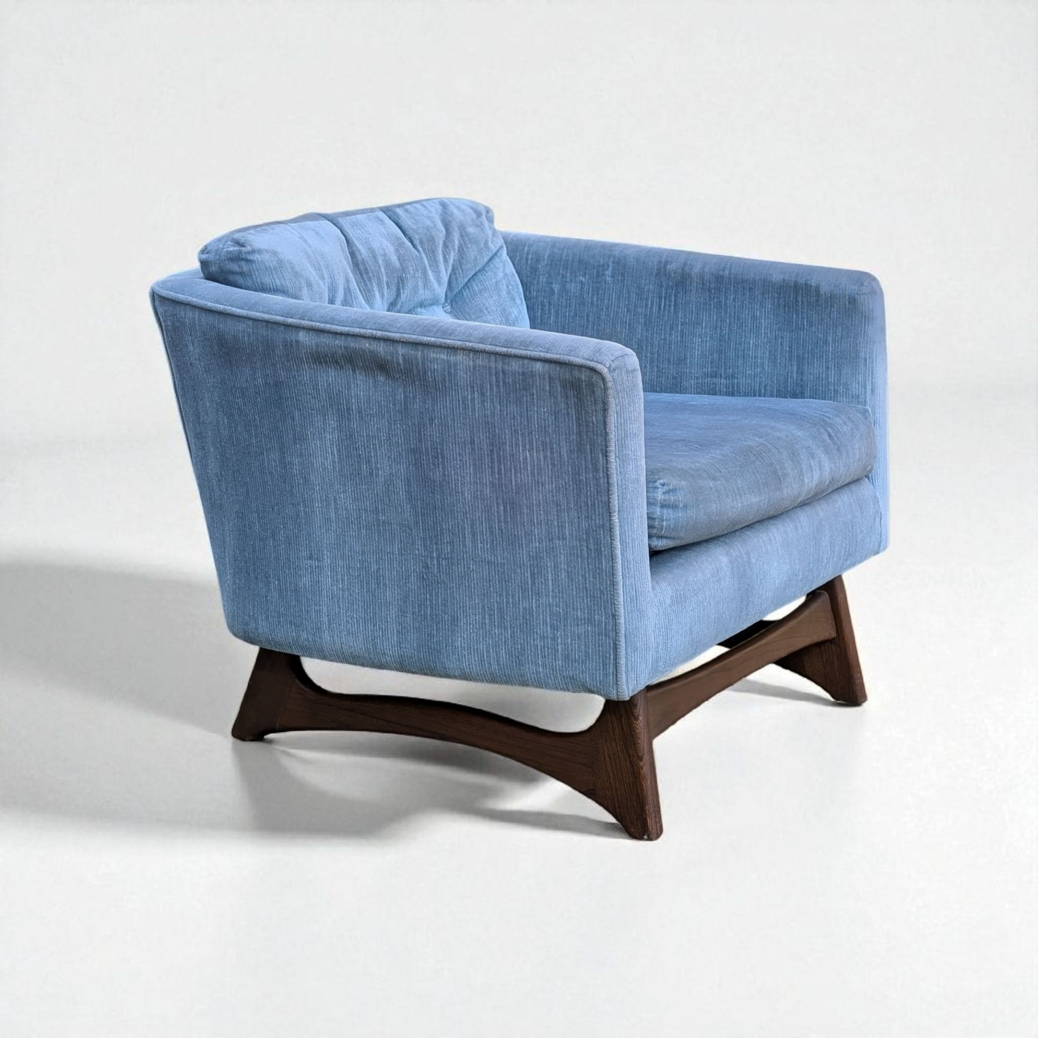 Schweiger Velvet & Sculpted Walnut Lounge Chair