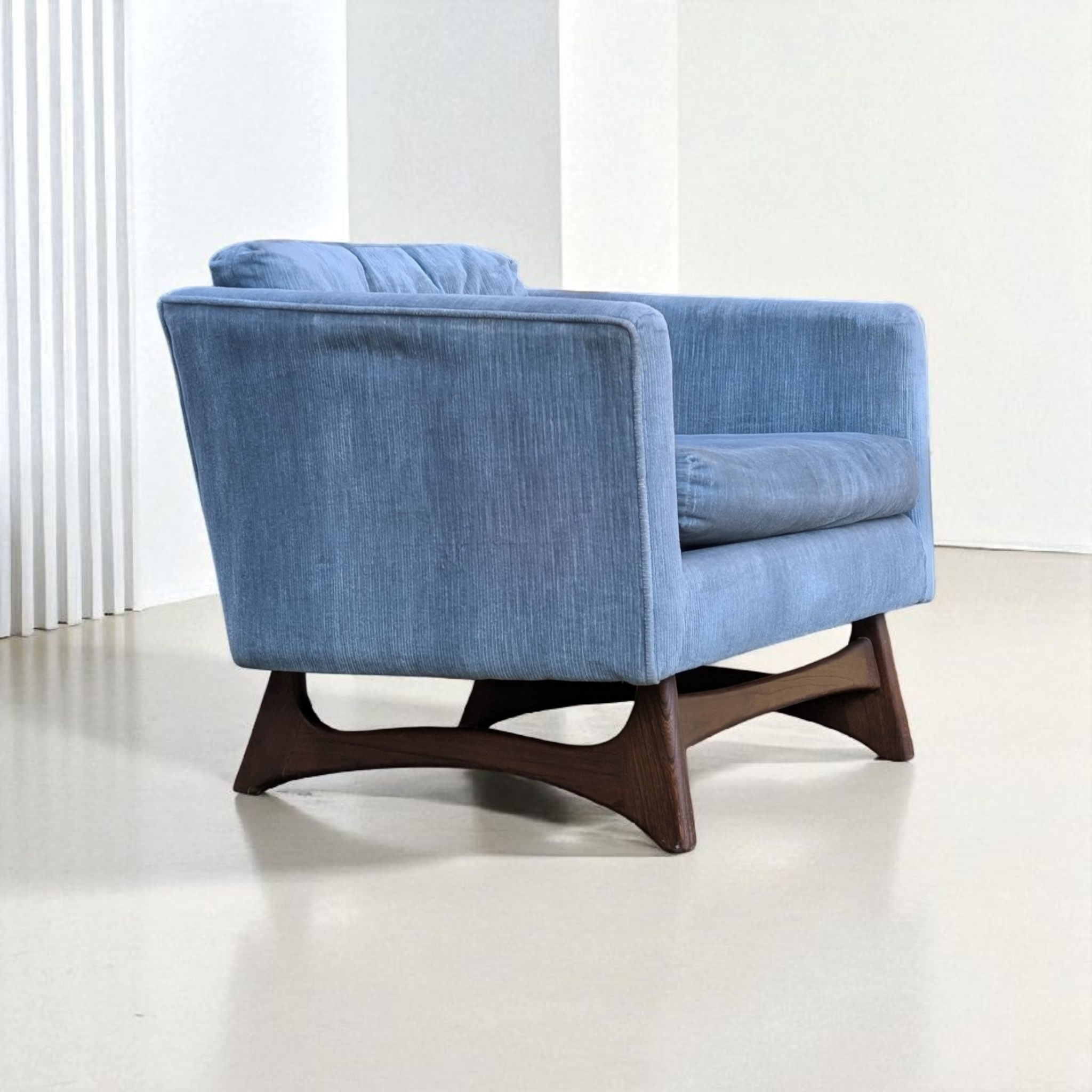 Schweiger Velvet & Sculpted Walnut Lounge Chair