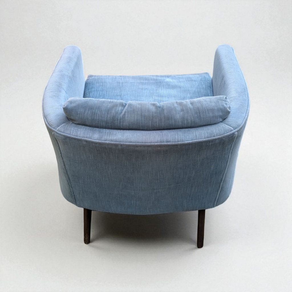 Schweiger Velvet & Sculpted Walnut Lounge Chair