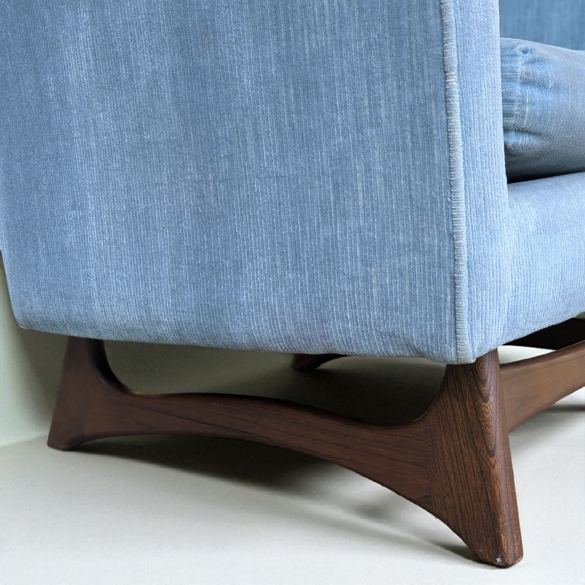 Schweiger Velvet & Sculpted Walnut Lounge Chair