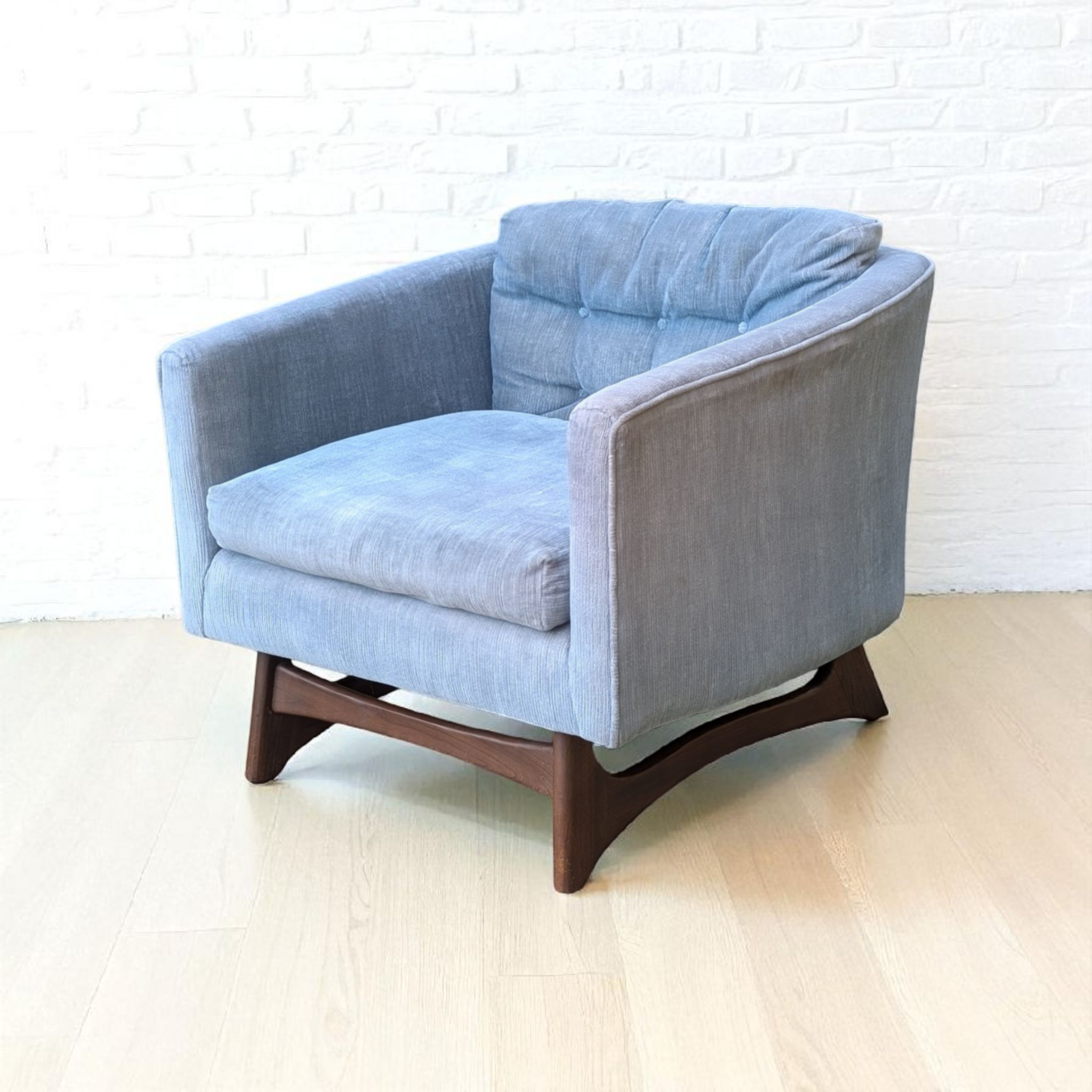 Schweiger Velvet & Sculpted Walnut Lounge Chair