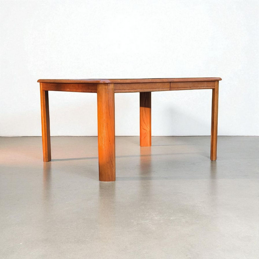 Danish Post Modern Solid Oak Expanding Dining Table