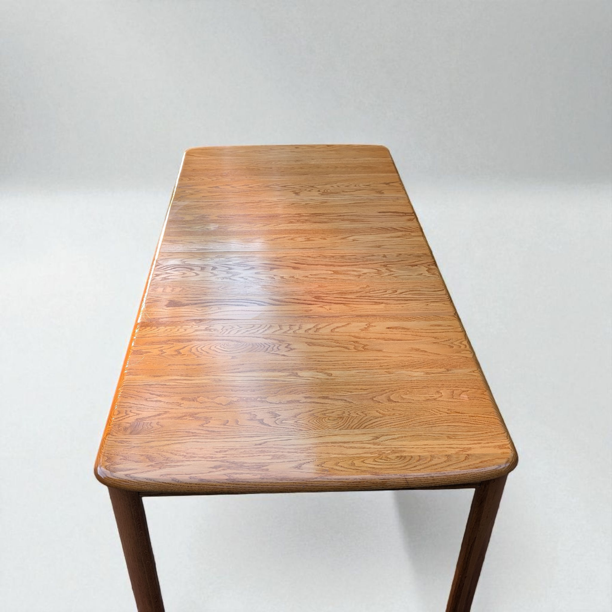 Danish Post Modern Solid Oak Expanding Dining Table