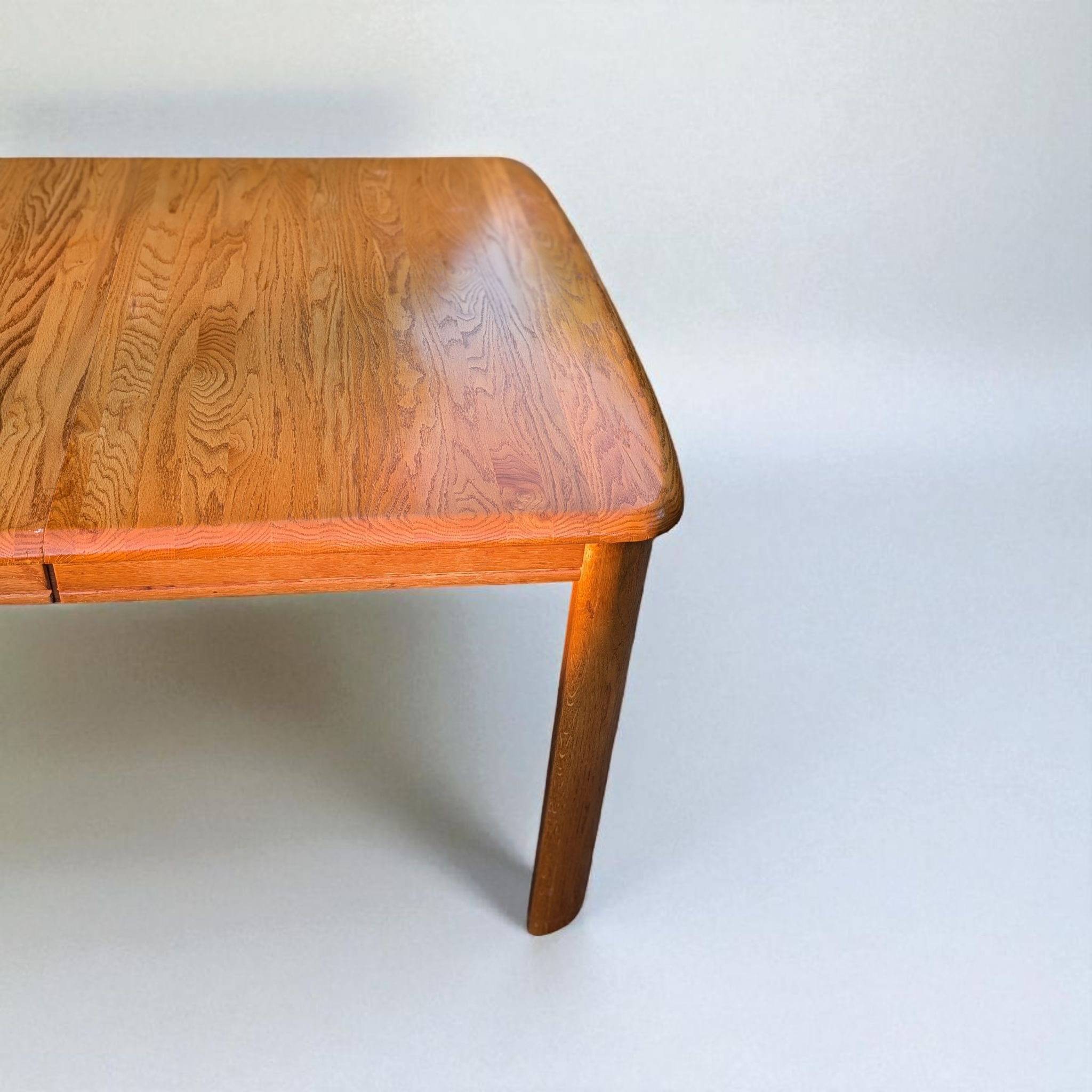 Danish Post Modern Solid Oak Expanding Dining Table